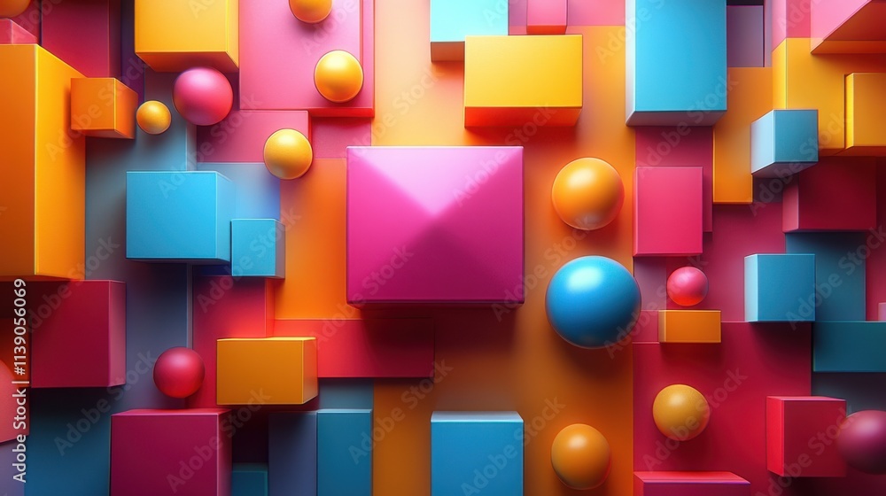 Poster abstract 3d rendering of geometric shapes modern background looped animation seamless motion design 