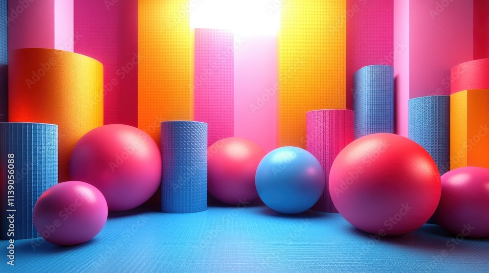 Poster abstract 3d rendering of geometric shapes modern background looped animation seamless motion design 