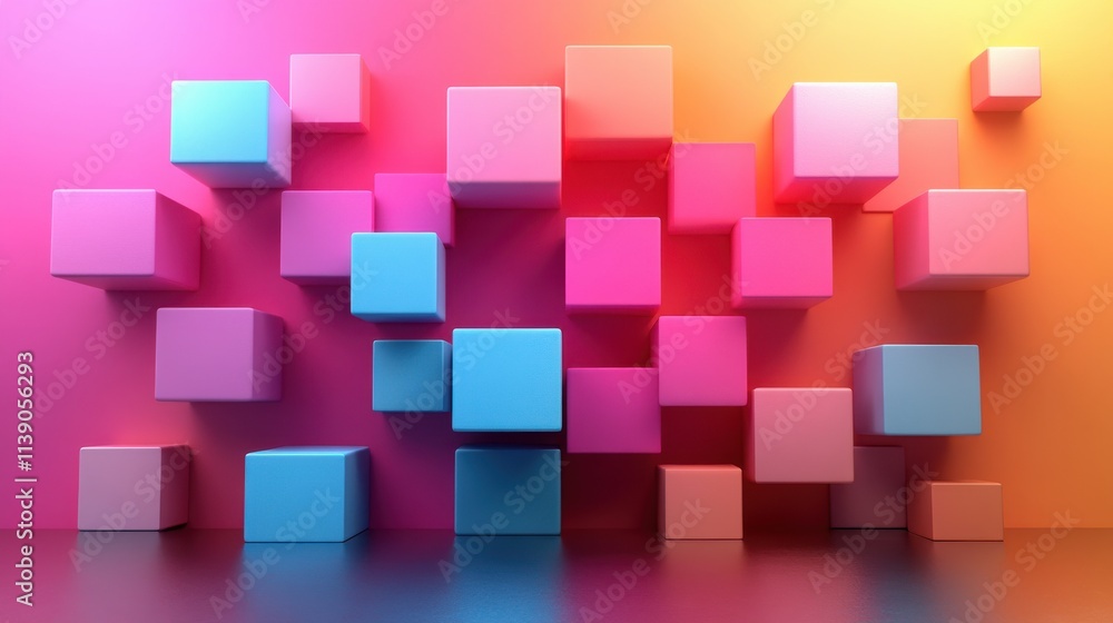 Poster abstract 3d rendering of geometric shapes modern background with simple forms minimalistic design wi