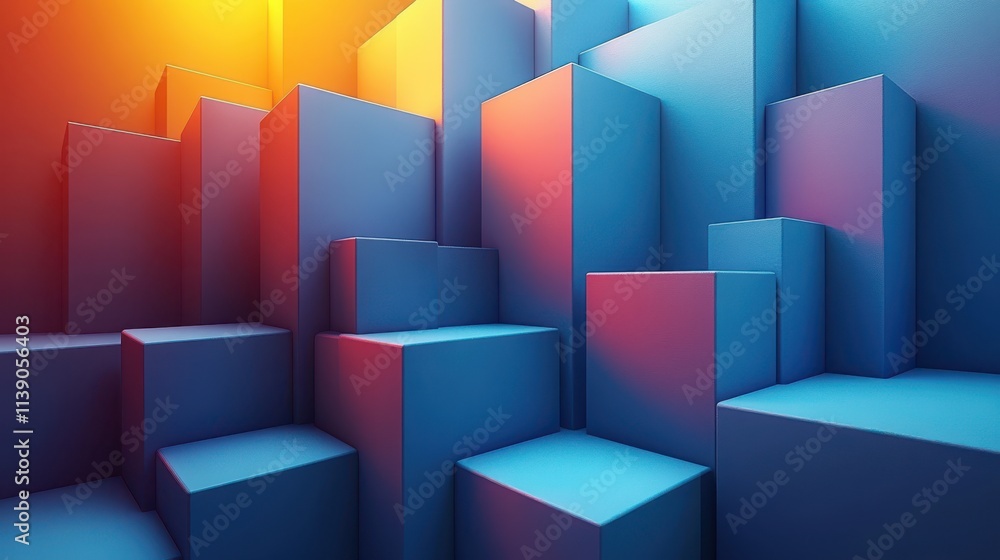 Poster abstract 3d rendering of geometric shapes modern background with simple forms minimalistic design wi