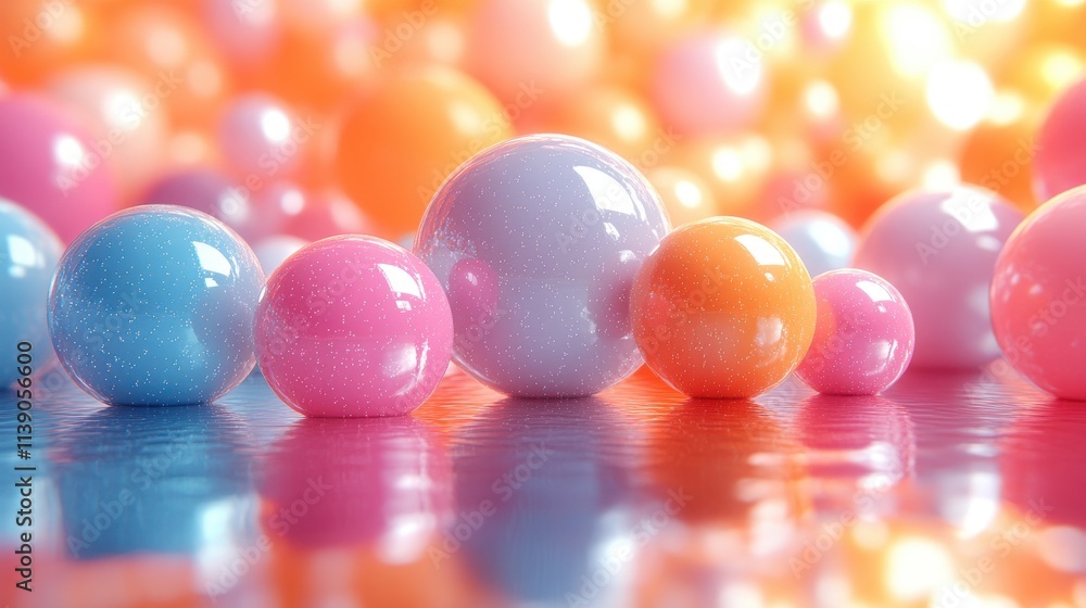 Poster abstract 3d rendering of geometric shapes modern composition background design with spheres for post