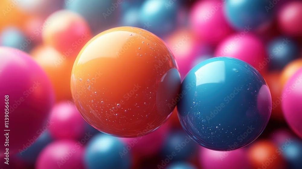 Poster abstract 3d rendering of geometric shapes modern composition background design with spheres for post
