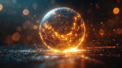 Fototapeta premium abstract 3d rendering of low poly sphere with chaotic structure sci fi background with polygonal shape in empty space futuristic desig