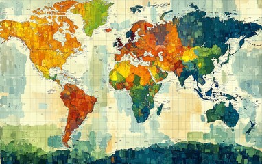 Interactive global map with realtime crowdsourced environmental data, emphasizing achievements in climate movements, bright colorcoded data, highquality rendering