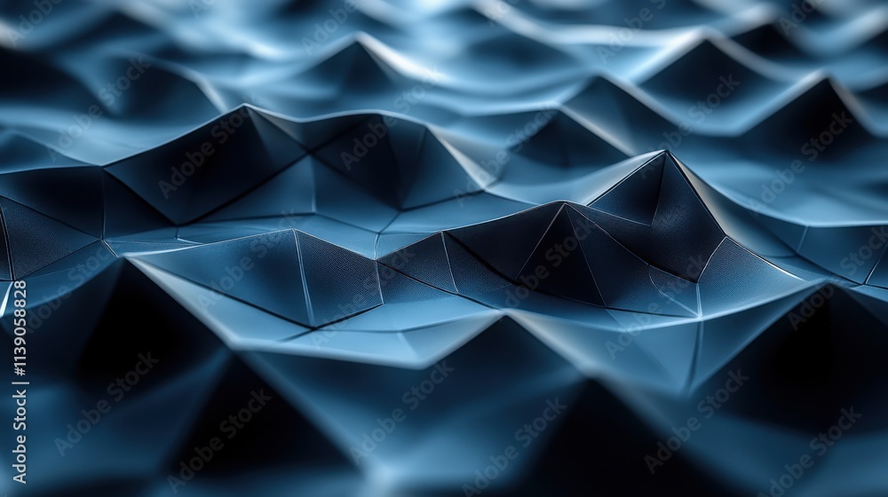 Poster abstract 3d rendering of triangulated surface contemporary background of futuristic polygonal shape 