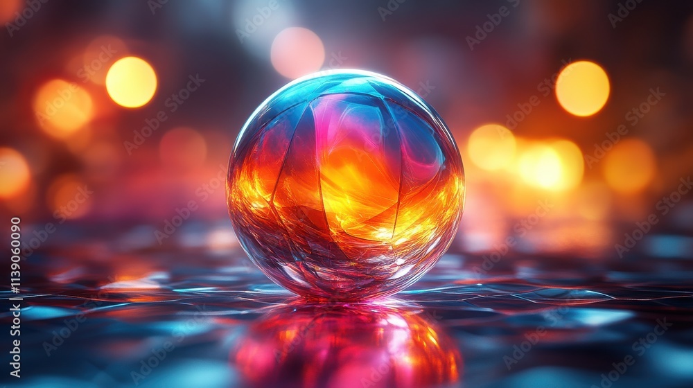 Poster abstract animation of a colorful sphere 3d render seamless looped vide