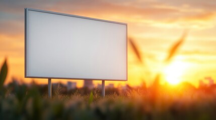 Obraz premium Sunset advertisement billboard in nature outdoor landscape scenic viewpoint advertising concept