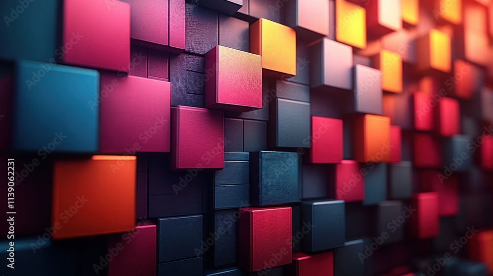 Poster abstract background design geometric composition with cube