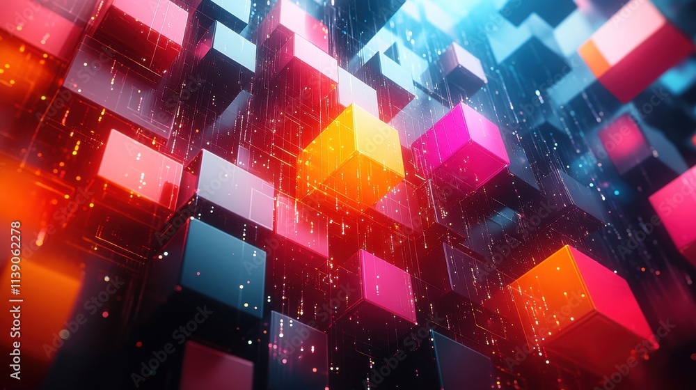 Poster abstract background design geometric composition with cube