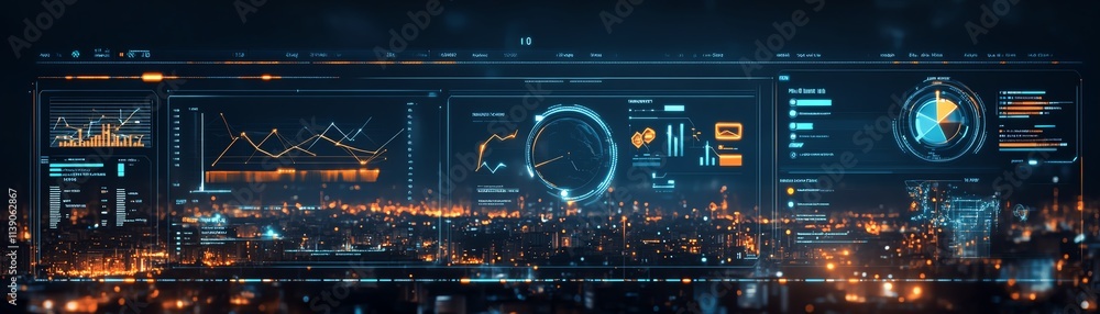 Poster a hightech digital dashboard featuring wind turbine performance metrics, energy efficiency analytics