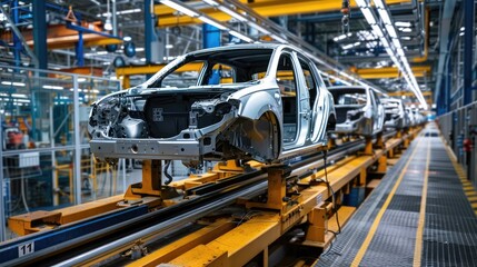 Modern Automobile Production Line in Factory