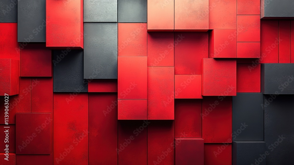 Poster abstract background design red geometric shapes 3d rende