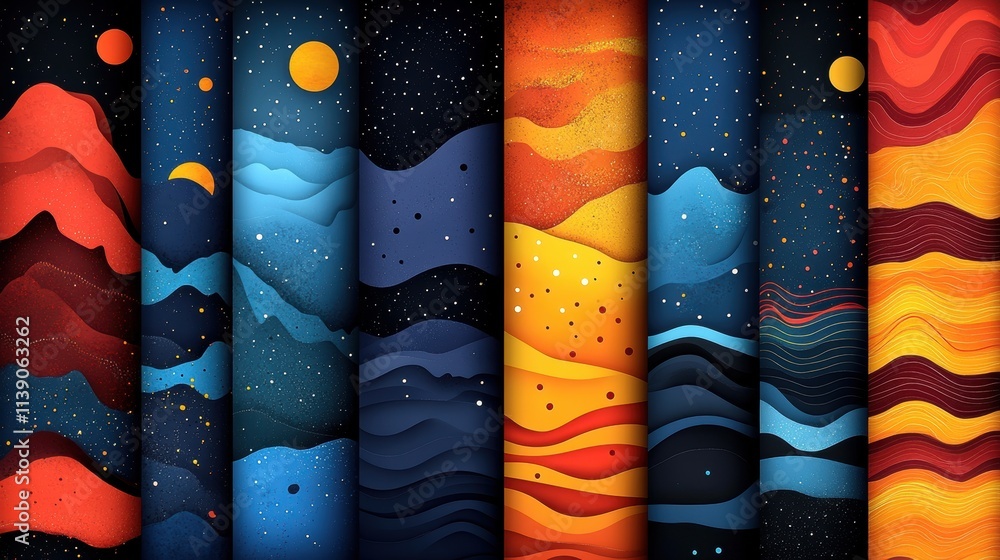 Poster abstract background design set of modern colorful patterns illustratio