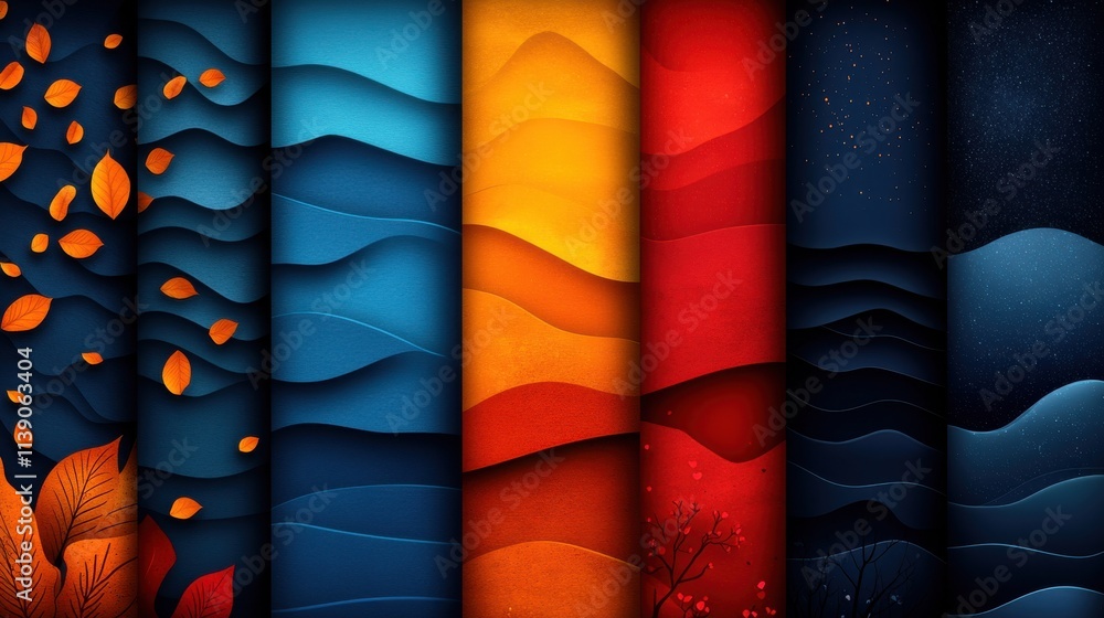 Poster abstract background design set of modern striped patterns illustratio