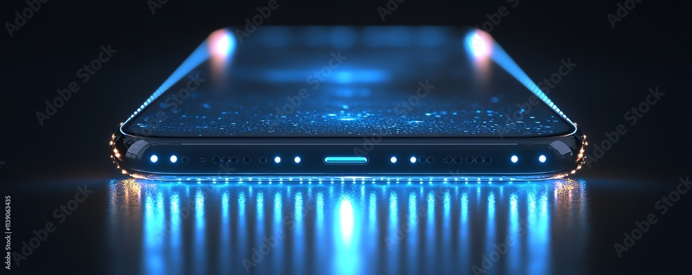 Aufkleber A phone in the center of the image projecting a glowing holographic AI assistant, minimalist design, personalized virtual helper, futuristic technology, highresolution