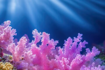 Vibrant Pink Coral Underwater in Clear Blue Ocean Light