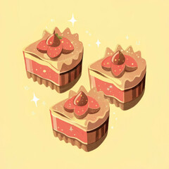 Seamless Pattern of Orange Cakes - Sweet Dessert Fabric Design
