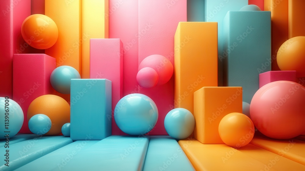 Poster abstract colorful shapes 3d rende