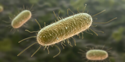 Fototapeta premium Microscopic View of Bacteria with Distinctive Hair-like Structures
