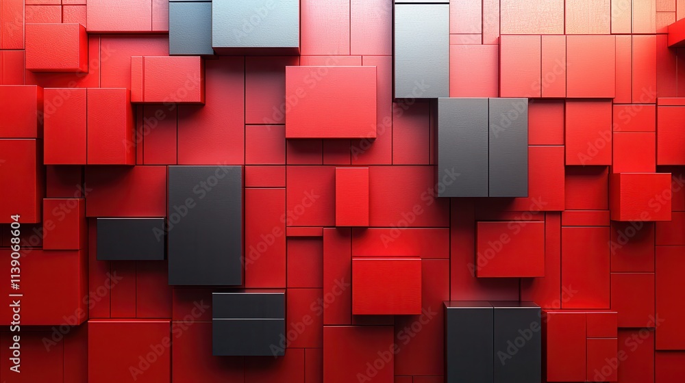 Aufkleber abstract geometric composition red background design 3d rende