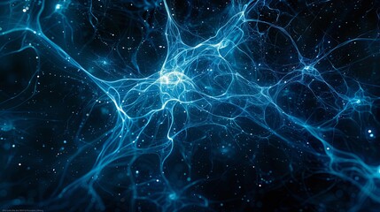 Naklejka premium Abstract Blue Neural Network Visualization