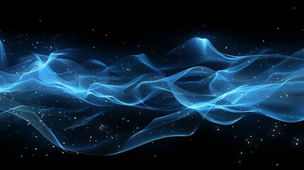 Abstract Blue Waves with Glowing Particles
