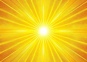 Abstract Sunny Radiance Comic Halftone Yellow Background