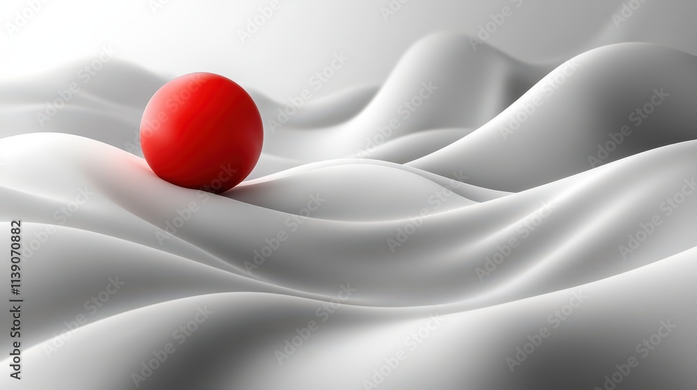 Poster abstract minimalist background design with red sphere