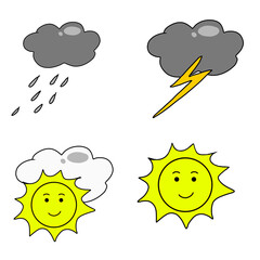 cute cartoon weather stickers set
