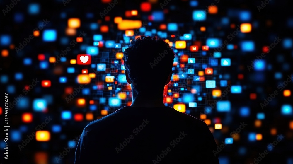 Aufkleber Exploring digital connections a user's perspective in a data-driven environment visualizing information flow