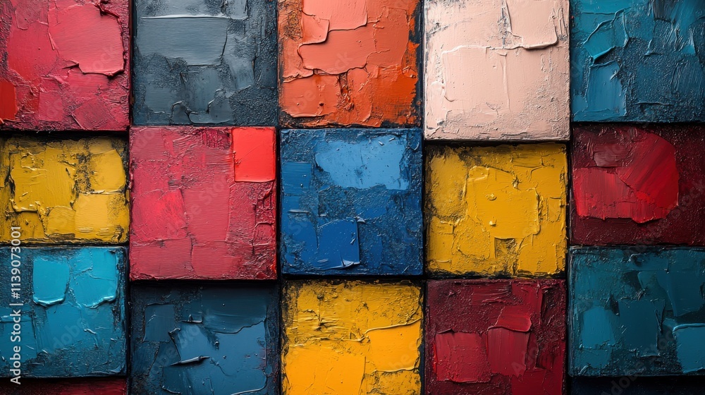 Poster abstract texture with squares and paint splash