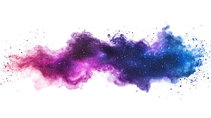 Fototapeta premium Blue, purple and pink galaxy isolated on white background. cosmos space or universe astronomy illustration, graphic design element, abstract nebula shape.