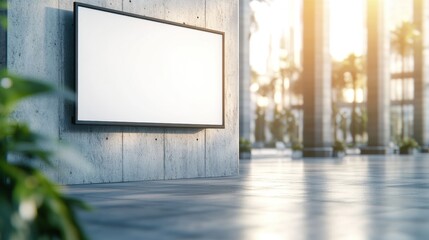 Modern digital display installation contemporary office space visual content bright environment low angle view innovative design concept