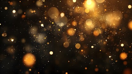 Golden Lights Sparkle Against Dark Background