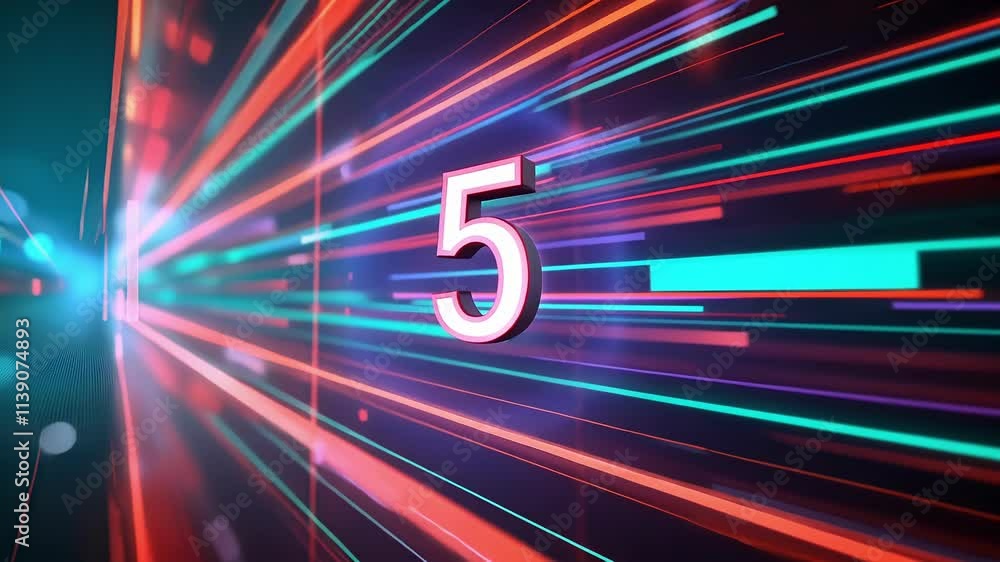 Poster bright streaks of light represent data flowing at high speed through a futuristic digital space, sym