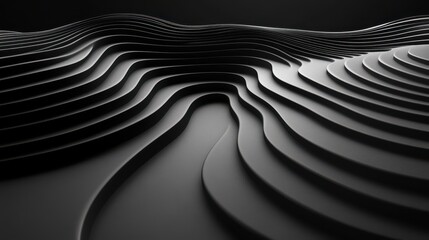 black curved lines 3d rende