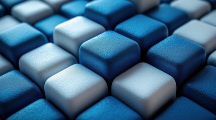 Obraz premium blue and white cubes 3d rende