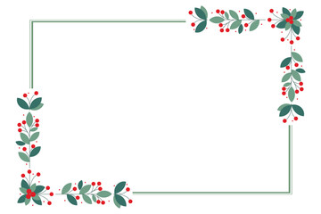 Art & Beautiful Rectangular Frame Decorated With Red Cherry Berries And Green Leaves