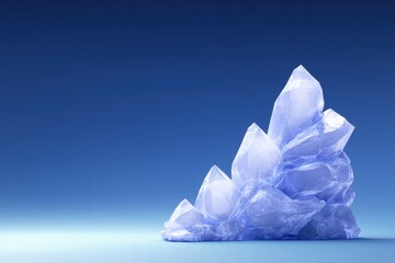 Blue Crystal Cluster on Gradient Background with Soft Light Effect