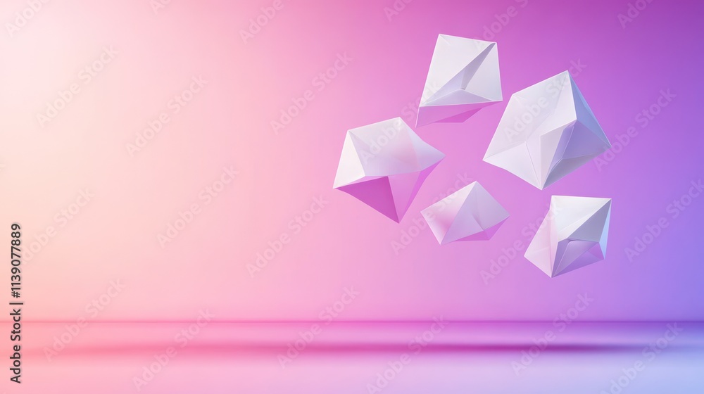 Aufkleber abstract geometric shapes floating against a gradient background.