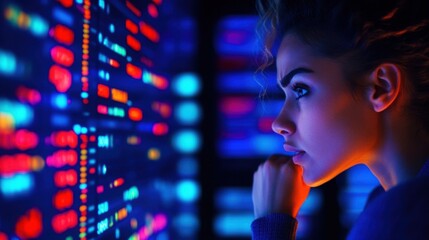 Data analysis action technology lab digital interface futuristic environment profile perspective data visualization concept