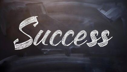 Success white word handwritten in cursive on a big office blackboard. Success business concept