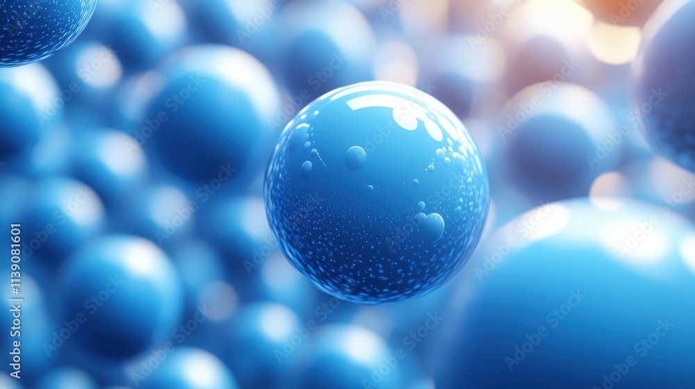 Poster geometric background design with blue abstract sphere 3d rende