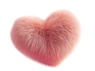A fluffy pink heart shape, soft and inviting isolated on a white background, png transparent, symbolizing love and affection.
