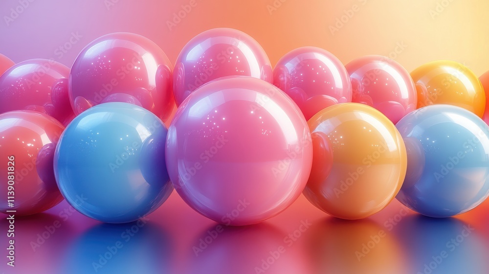Aufkleber geometric background design with colorful abstract sphere 3d rende
