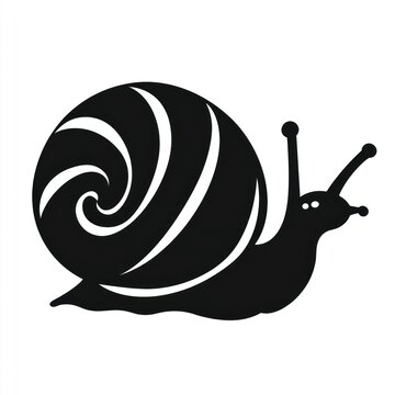 recommend clip art: Black silhouette of a snail with spiral shell.