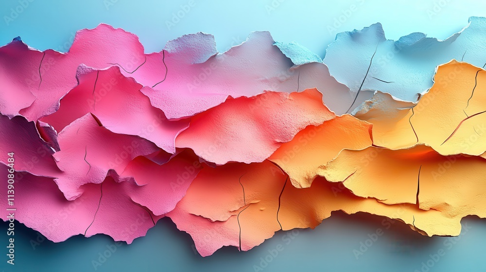 Poster set of abstract colorful broken shapes 3d rende