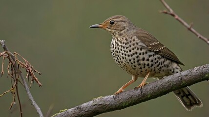 Fototapeta premium The mistle thrush (Turdus viscivorus), also spelled missel thrush, is a bird common to much of Europe, temperate Asia and North Africa