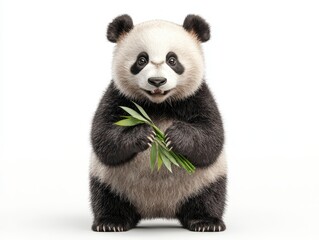 Obraz premium Panda holding bamboo studio setting gigapixel render soft detailing focused viewpoint wildlife concept
