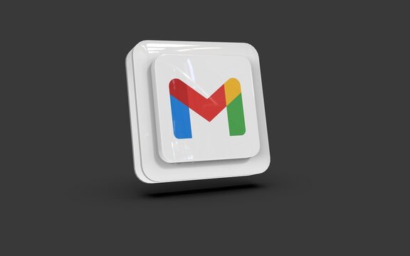 New Google gmail app logo style 3d, render icon design social media concept, element isolated soft background	
